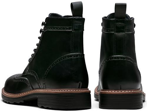 Image of Jousen Leather Boots for Men Dress Retro Classic Design Mens Boots Cap Toe Boot Black Rubber Sole
