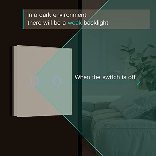 BSEED Touch Light Switch 2 Gang 2 Way, Tempered Glass Panel Light Switches with LED Indicator - Image 4