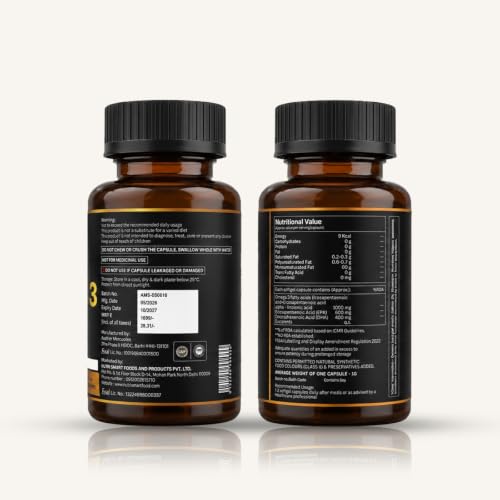 Image of Omega 3 Fish Oil Capsules 1000mg | 180mg EPA + 120mg DHA | High Absorption Triglyceride Form | No Fishy Burps | Mercury-Free Salmon Oil | 60 Softgels (Pack of 1)