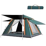 HOIIME Camping Zelt, automatisches Sofortzelt, 3-4Personen Pop-up-Zelt, Doppelschicht Wasserdicht & Winddichte Ultraleichte Kuppelzelt 210x210x145cm mit Veranda, UV Schutz 50+,Zum Camping, Wandern