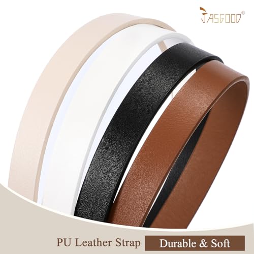 JASGOOD 4 Pack Women Skinny Leather Belt for Dresses with Gold Buckle Ladies Thin Waist Belt for Jeans Pants4