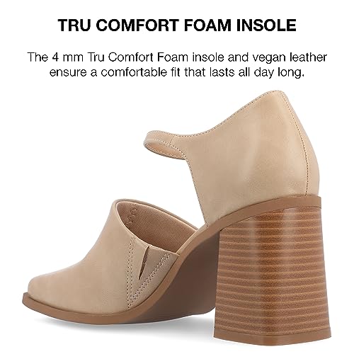 Journee Collection Faux Leather Block Heel Loafers with Square Toe and Buckle Closure4