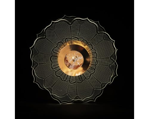 Image of Glowave Golden Acrylic Light Round Flower Design Wall Lamp Lighting Sconce for Living Room Bedroom Bedside - Tricolour (White, Warm White, Natural White) (B71)