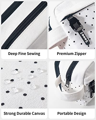 Image of Sooez High Capacity Pencil Case,Durable Pencil Bag Pouch Organizer, Pen Case Portable Journaling Supplies with Easy Grip Handle & Loop, Asthetic Supply for Adults, Black & White