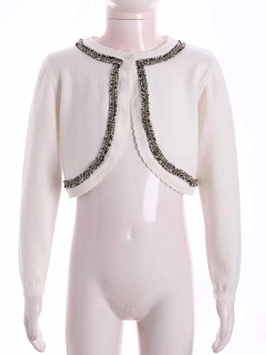 Kids Girls Long Sleeves Knit Cardigan Open Front Bolero Shrug Cropped Sweater Outerwear Casual Daily Wear2