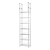 ドウシシャ ルミナス フィール 突っ張りラック 本棚 壁面収納棚 幅60 7段 大容量 漫画収納 組立簡単 転倒防止 高さ調整 サポート柵付き 耐荷重40kg (棚板1枚) ポール径19mm 幅63×奥行34×高さ220-280cm MD60-7T
