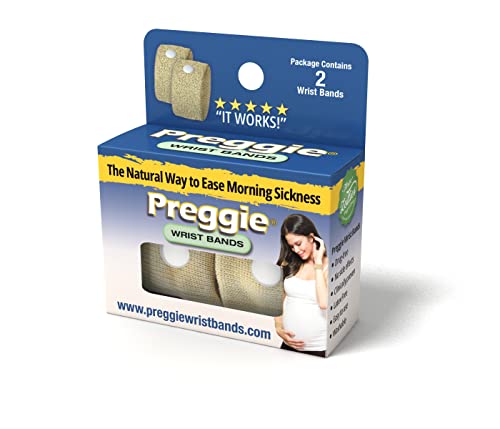 Image of Three Lollies Preggie Anti-Nausea Wristbands for Pregnancy, Acupressure Wristbands for Morning Sickness Support, Drug-Free for Travel & Motion Discomfort, Reusable, 1 Count, 2 Wristbands, Beige