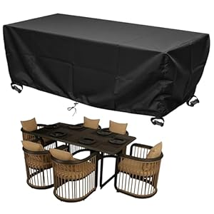 HNKDKJ Gartentisch Abdeckung 200x150x115cm/LxWxH Gartenmöbel Abdeckung Wasserdicht Schutzhülle für Gartenmöbel UV-Schutz 420D Oxford-Stoff Abdeckplane für Gartensofas Gartentisch Sitzgruppe