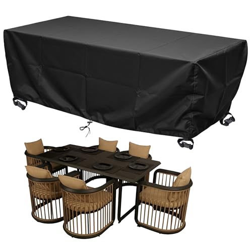 HNKDKJ Gartentisch Abdeckung 200x150x115cm/LxWxH Gartenmöbel Abdeckung Wasserdicht Schutzhülle für Gartenmöbel UV-Schutz 420D Oxford-Stoff Abdeckplane für Gartensofas Gartentisch Sitzgruppe