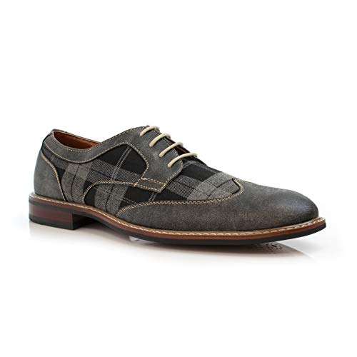 Ferro Aldo Alan M139001G Mens Classic Perforated Duo-Texture Lace-up Wingtip Oxford Dress Shoes
