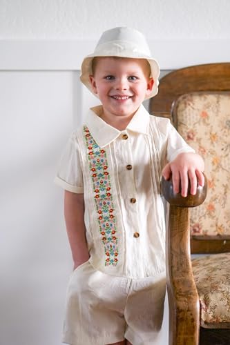 Image of HIHA Toddler Boys Mexican Embroidered Short Set 2-7 Years