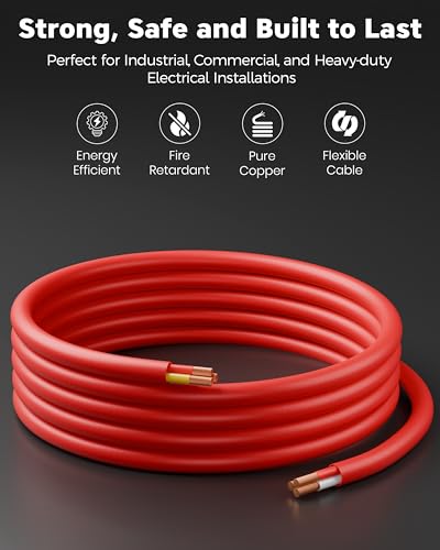 Image of FEDUS 3 Core 1.5 Sqmm Pure Copper Power Cable Cord Flame Retardant Heavy Duty Industrial Grade 16AWG Heavy Load Flexible Heat Resistant Electrical 100% Oxygen-Free Copper Wire for Home Appliances 70 M