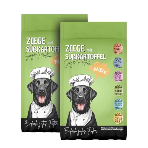 PAULI's Trockenfutter Die Lösung Ziege & Süßkartoffel für Hunde| Naturprodukt, Single Protein| hoch verträglich| speziell bei Allergien/Unverträglichkeiten| Getreidefrei| 2 x 5Kg