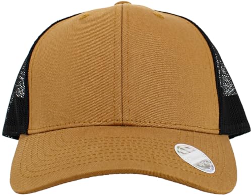 Image of KBETHOS Classic 6 Panel Cotton Twill Mesh Trucker Cap with Adjustable Snapback, Tim-BLK