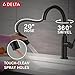 Delta Nicoli Matte Black Kitchen Faucet with Pull Down Sprayer, Bridge 3 Hole Modern Kitchen Sink Faucet, Two-Handle, Matte Black 19867LF-BL