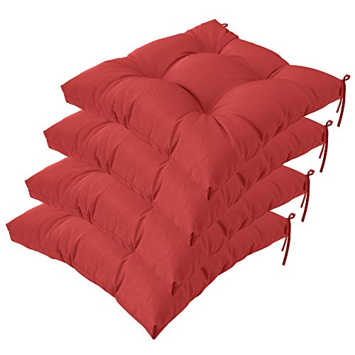 Image of QILLOWAY Indoor /Outdoor Square Seat Patio Cushion - 19-Inches,Pack of 4 (Red)