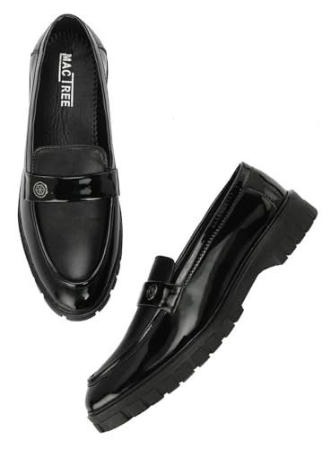 Image of MACTREE Men's Polyurethane (PU) Chunky Sole High Heel Loafers