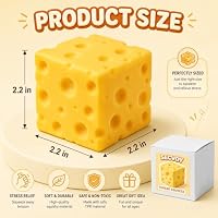 Cheese Squishy Squeeze Toy, Soft Yellow Sensory Cheese Stress Ball, Fidget Desk Gifts for Adults, Realistic Cheese Cube Novelty Toy for Relax and Focus (2.4in) — image 2