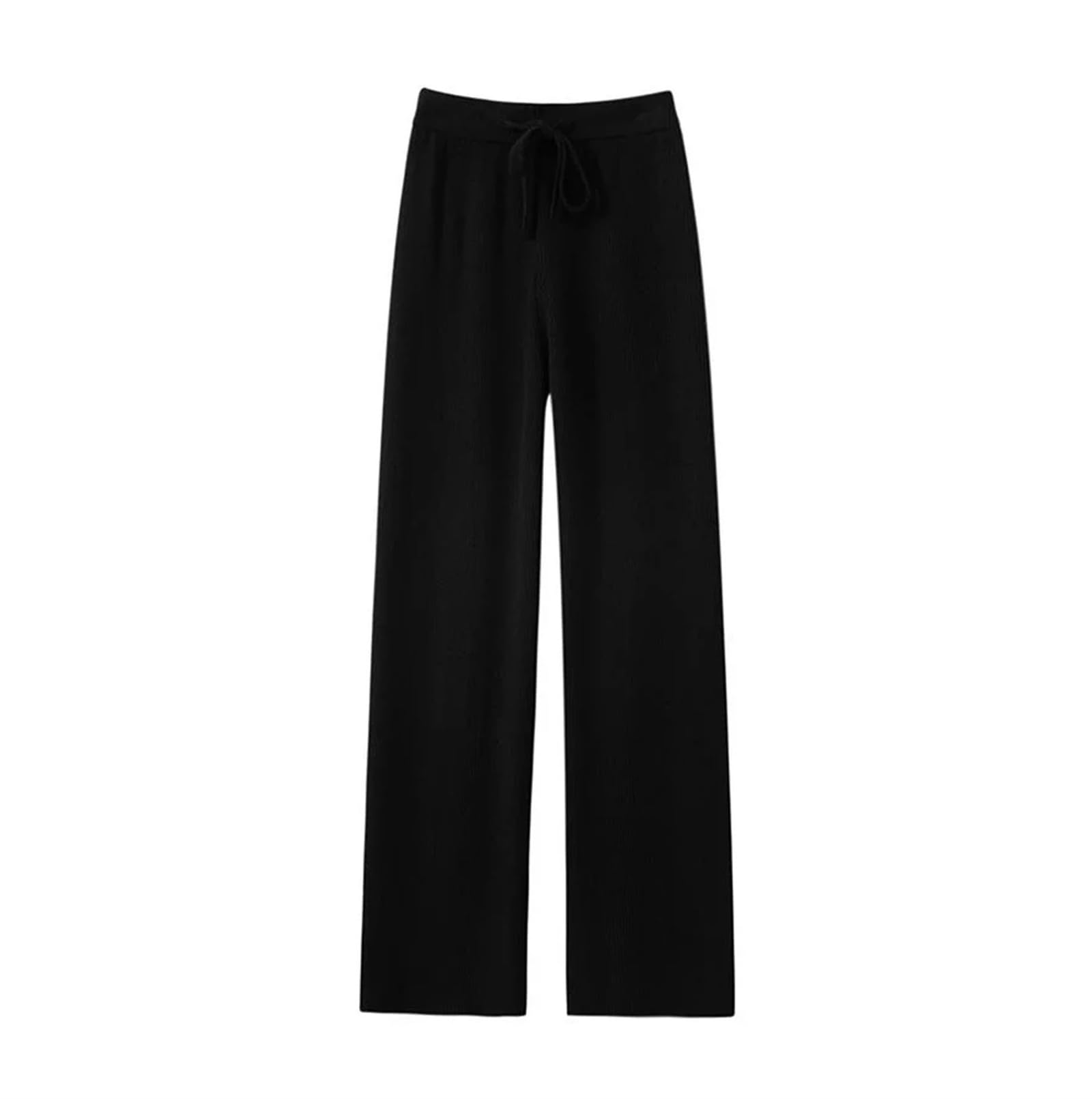 Pantaloni da donna a gamba larga lavorati a maglia coreana a vita alta con coulisse pantaloni dritti Streetwear eleganti pantaloni lunghi