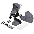 LIONELO MIKA PLUS 2 in 1 Passeggino Duo per Bambini 0-48 mesi fino a 2 kg Navicella fino a 9 kg, Schienale e Poggiapiedi Regolabili, Amortizzazione, AiryDots, Ruote Girevoli PU 360° Cappottina XXL