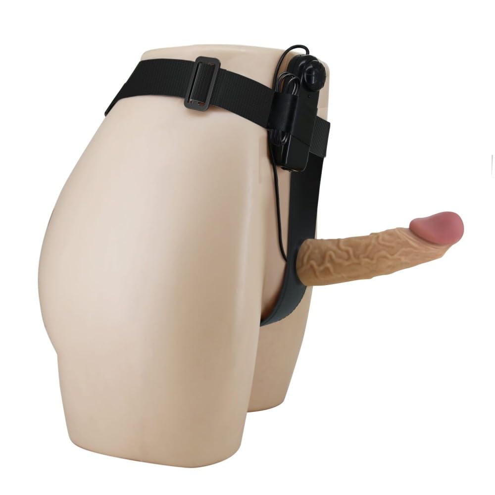 Strapon cavo vibrante in SILICONE indossabile dall'uomo, Dildo indossabile VIBRATORE Strapon, Cintura fallica per Uomo, Pene indossabile vuoto che prolunga pene, Guaina fallica con cintura