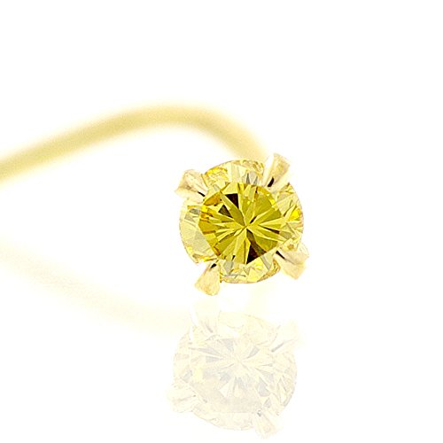 [SkyJade] �@�s�A�X 18K �C�G���[ �_�C�������h 2.7mm 0.07ct �ӕʏ��t 18�� 20G �S�[���h �{�f�B�s�A�X
