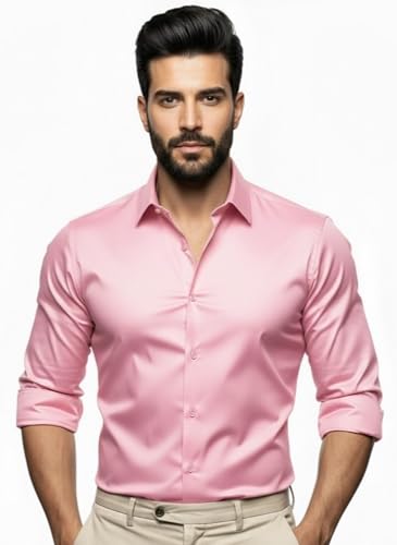 Image of Men's Solid Satin Full Sleeve Soft Finish Regular Fit Shirt for Casual Wear