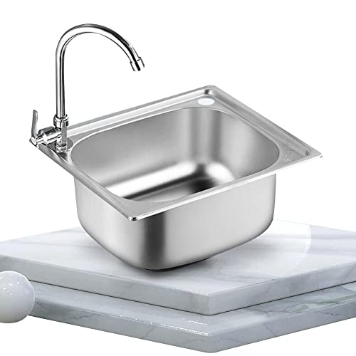 Petit Évier De Cuisine, Bol Unique Évier En Acier Inoxydable Camping-car RV Pour Installation Encastrée Et Encastrée Égouttoir Réversible Avec Des Clips De Tuyaux D'évacuation