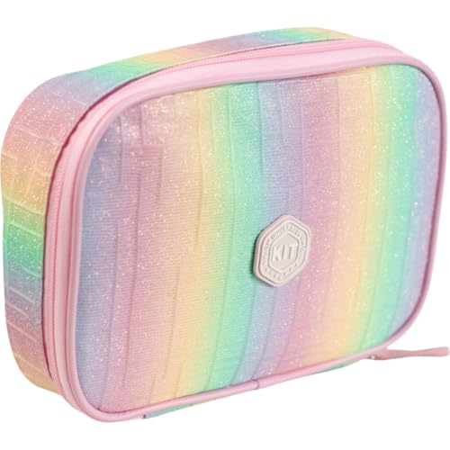 Estojo Escolar Box KIT Arco-Iris - Espaçoso com Divisória Interna, Fecho em Zíper – Ideal para Lápis, Canetas e Material Escolar