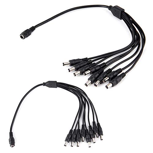 exgoofit 2-Pack DC 1 Female to 8 Male Output Power Splitter Cable Y Adapter for CCTV Security Cameras and LED Strip Lights image 3