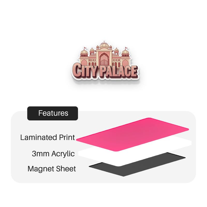 Image of City Palace Fridge Magnets, Glossy Finish, Stylish Magnet for Fridge, Wardrobe & Metal Surfaces