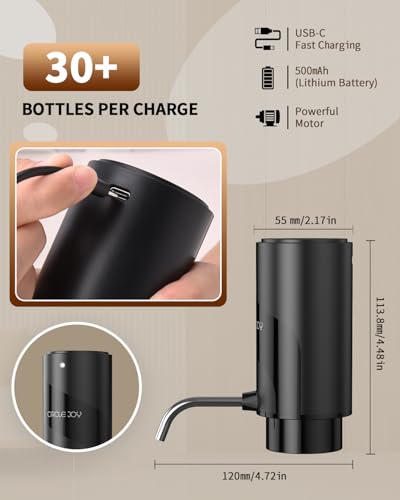Image of CIRCLE JOY Electric Wine Aerator Pourer, Rechargeable Automatic Wine Decanter and Wine Dispenser with Touch Button Control, Perfect Wine Gift for Home Party & Wine Lovers, Black