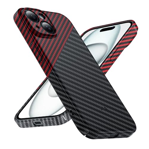 Coque iPhone 15 carbone MagSafe avec 2 verres trempés antichoc