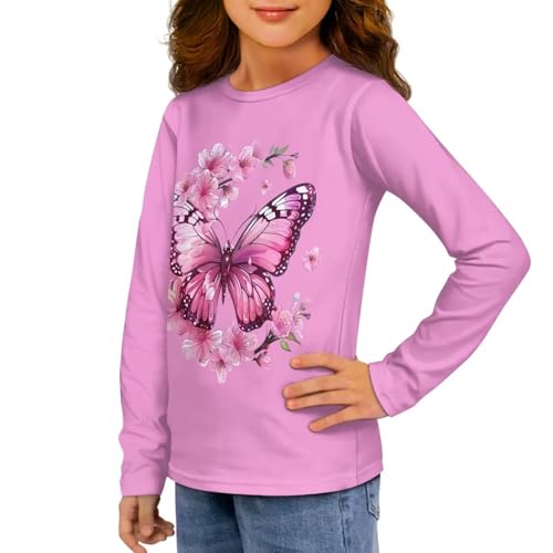 Image of Girls Long Sleeve T Shirt Cute Cartoon Crewneck Shirt for Kids 3-16Y Fall Winter Clothes