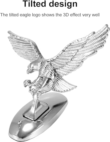 Image of 3D Chromed Eagle Wings Hood Ornament, Metal Car Decals Waterproof Self-Adhesive Hood Flying Eagle Stand Sticker Car Logo Sticker Decorative Car Stickers Bumper Stickers