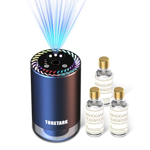 Image of Smart Car Air Freshener with Star Light & 150ml Diffusers Oil Refills, Auto On /Off Aroma Diffuser, 3 Adjustable Modes Rechargeable Aromatizante para Carro - Car Diffuser（Mahogany Teakwood*3）