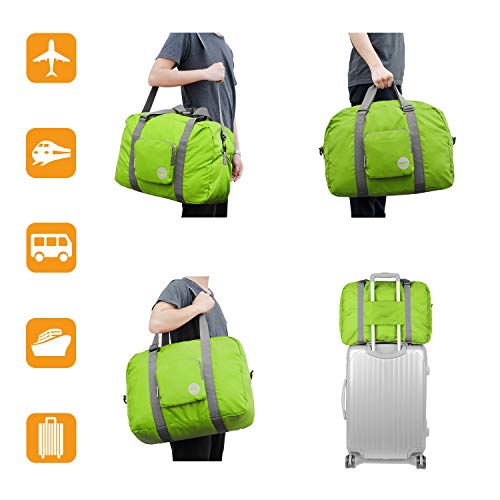 Wandf Foldable Travel Duffel Bag Luggage Sports Gym, Green