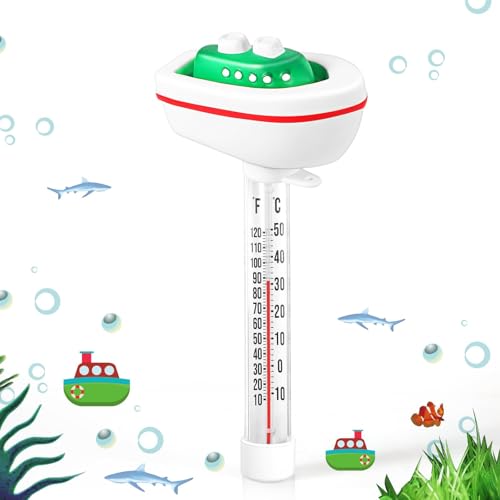 Image of Floating Pool Thermometer, Water Temperature Thermometer with String, Large Size Easy Read & Shatter Resistant Pool Accessories for Outdoor & Indoor Swimming Pool, Ice Bath and Hot Tub,Spas (Ship)