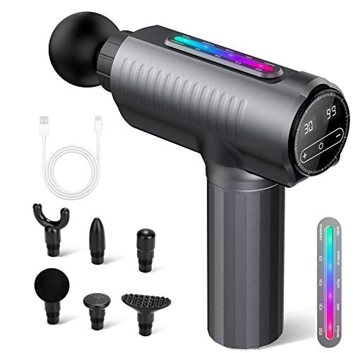 Massagepistole Massage Gun Sendowtek Mini Muskel Massagepistole mit 6 Massageköpfen und 30 Geschwindigkeiten Elektrisches Handmassagegerät mit LCD Touchscreen Massagegerät Nacken Schulter Cover
