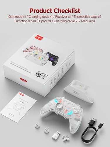 Image of Eelexa Wireless Tri-Mode TMR Controller for PC /Switch /Switch 2 /iOS /Android /Steam,Anti-Drift TMR Joysticks, 1000Hz Polling Rate, Hall Effect Triggers, RGB Lighting and Charging Dock