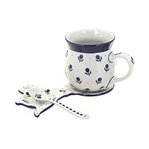Blue Rose Polish Pottery Blueberry Mug & Saucer Gift Set