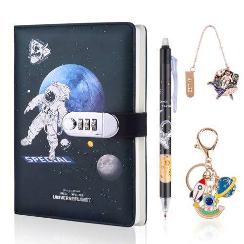 FICOFISE ournal intime avec code, carnet de notes pour garçons,filles,ado&adultes, avec stylo, porteclefs & portes-signet (22x14.5 cm, 240 pages), pour notes...