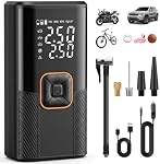 Tire Inflator Portable Air Compressor, 150PSI Cordless Air Pump for Car Tires with Digital Pressure Gauge, 12V DC Adapter, LED Light, Portable Tire Inflator for Car, Motorcycle, Bike, Balls