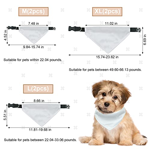 HACRAHO Hundehalstuch Mit Verstellbarer Schnalle, 2 PCS Hund Sublimation Doppelseitiges Leeres Hundehalstuch Mit D-Ring Verstellbares Hundehalstuch Mit Schnellverschluss-Schnalle, L