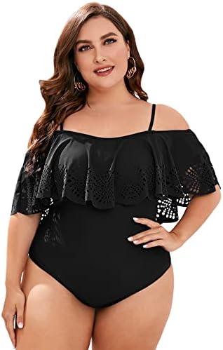MakeMeChic Women’s Plus Size Off Shoulder One Piece Swimsuit Ruffle Hem Bathing Suit MakeMeChic Women’s Plus Size Off Shoulder One Piece Swimsuit Ruffle Hem Bathing Suit