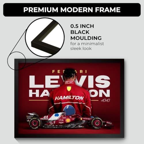 Image of Lewis Hamilton Poster Ferrari F1 Poster | Framed Ferrari F1 Car A4 Sized (31 x 23 cm) | Lewis Hamilton Posters | Ferrari Car Frame for Wall, Gift for Boys, Formula 1 Frames | Formula 1 Framed (F 083)