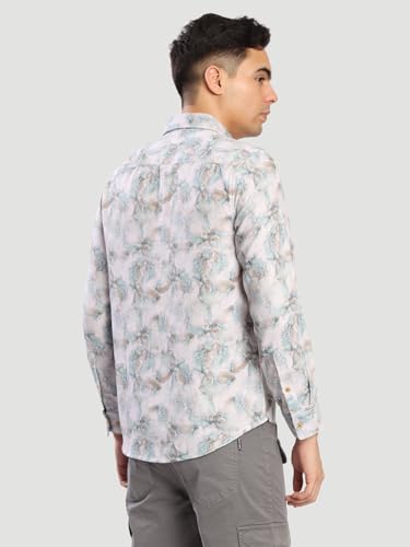 Image of BENE KLEED Men's Abstract Print Cotton Blend Shirt | Spread Collar | Full Sleeves | Tailored Fit |