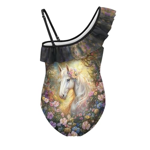 Image of Girls One Piece Swimsuits Size 3-14 Trendy Ruffle Bathing Suit Casual Hawaiian Summer Beach Swimwear