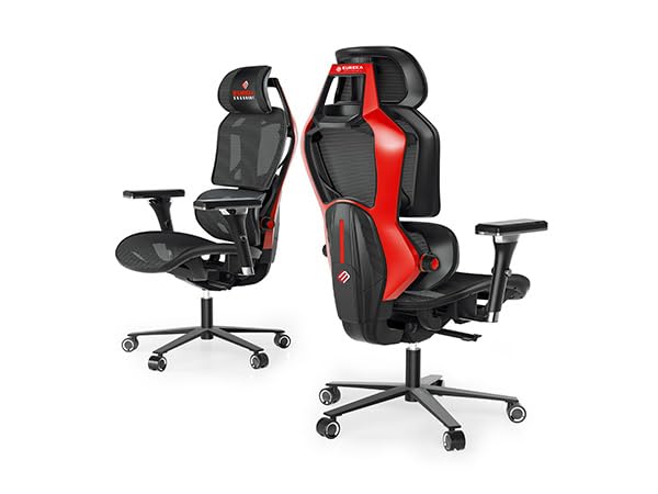 Image of EUREKA ERGONOMIC Gaming Chairs for Adults GC05, Gamer Chair with Lumbar Support, Gaming Chair with 4D Armrests, Ergonomic Gaming Chairs with Adjustable Headrest, Red