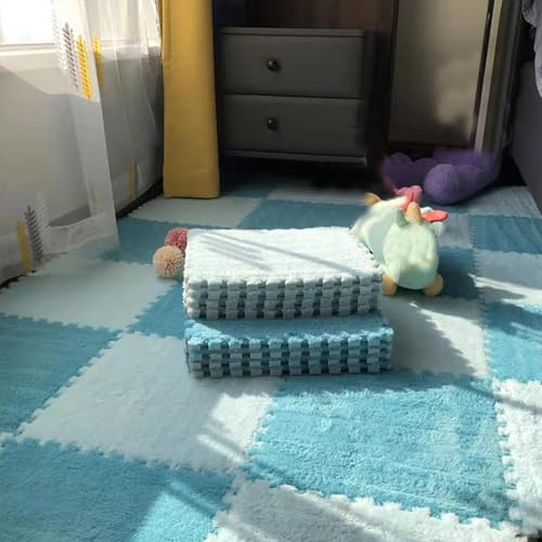 �t�H�[���p�Y���}�b�g�A 10������ 30x30cm �v���b�V���t�H�[���p�Y���t���A�}�b�g �A�����X�N�G�A�J�[�y�b�g�^�C�� �\�t�g�v���C�}�b�g ���r���O���[�� �Q�� ���O�p(Light Blue+blue)